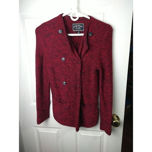 Lucky Brand Red Black Heathered Long Sleeve Button Cardigan. Size S - Picture 1 of 11